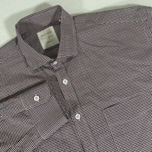 Billy‎ Reid Men's XL Red White Blue Gingham Standard Cut Long Sleeve Shirt